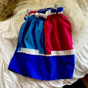 Reformation retro skirt colorblock white blue teal pink small